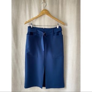 Topshop Blue Belted Split-Front Cargo Pencil Skirt